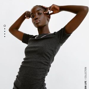 zara ruched ribbed dress